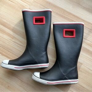 Dirty Laundry Black and Red Rain Boots